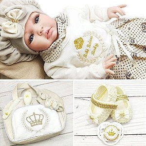 Bebê Reborn 100% Silicone + 23 Itens Bolsa Maternidade - Princesa