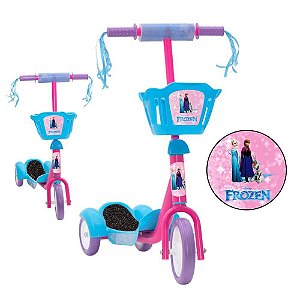 Patinete Infantil Frozen Rosa Cesta Ajustável para Crianças