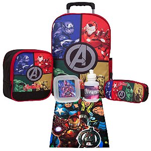 Kit Mochila Masculina Rodas Vingadores com Lancheira 6 Itens