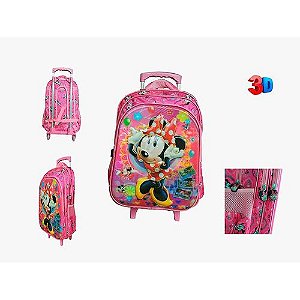 Mochila Infantil Com Rodinha Feminina Escolar Minnie