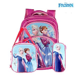 Mochila Escolar Infantil Disney Elsa e Anna Frozen De Costas
