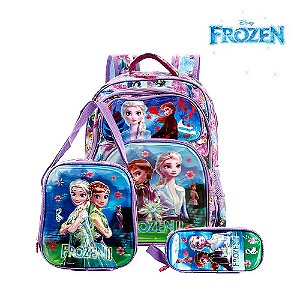 Kit Mochila Infantil Escolar Frozen 2 Elsa Anna 3D de Costa