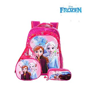 Kit Mochila Escolar Infantil Frozen Elsa E Anna Disney Costa