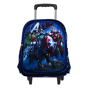 Mochila Infantil Escolar Marvel Vingadores 3D Com Rodinhas