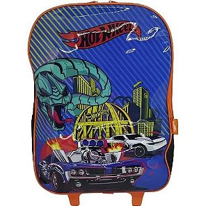 Mochila escolar de rodinha Hot Wheels preto Luxcel