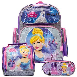 Mochila Feminina Costas Cinderela com Lancheira Infantil