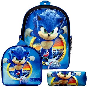 Kit Mochila Masculina Escolar Juvenil Sonic Argola TN Costas