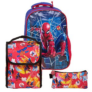 Mochila Masculina Infantil Costa Spider Man Lancheira Estojo