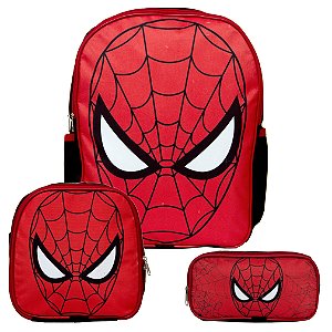 Kit Mochila Masculina Homem Aranha Lancheira Infantil Estojo