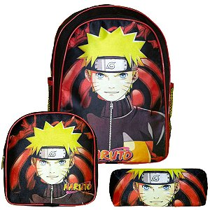 Mochila Infantil Masculina Naruto Costas Lancheira Estojo