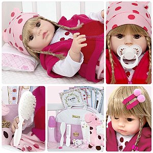 Boneca Bb bebê Reborn Reborne Menina Realista Envio Imediato Vestido De  Princesa Vermelho em Promoção na Americanas