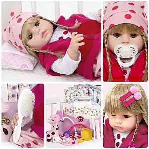 Bebe Reborn Silicone Menina Girafinha Com Carrinho Infantil - USA