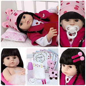 Boneca Bebê Reborn Morena De Luxo Cegonha Dolls 23 Itens - Chic Outlet -  Economize com estilo!