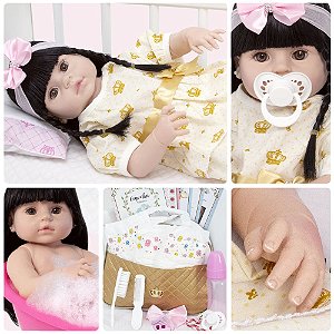 Boneca Bebe Reborn Silicone Realista Morena Roupão 20 Itens - Chic Outlet -  Economize com estilo!