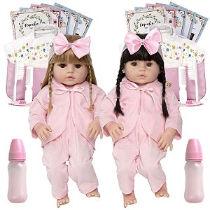 Bebe Reborn Gêmeos Casal Pandinha Girafinha Baby Com Itens - Chic Outlet -  Economize com estilo!