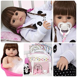 Kit Bebê Reborn Gêmeos Casal 52cm 100% Silicone Acessórios