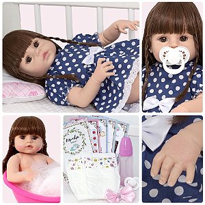 Boneca Bebe Reborn Recem Nascida Silicone Com Lindos Itens