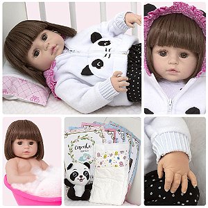 Boneca Bebe Reborn Recem Nascida de Silicone com 20 Itens - Chic