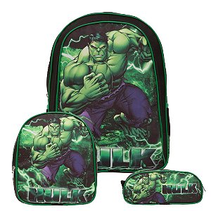 Kit Mochila Infantil Masculina Incrível Hulk Com Lancheira