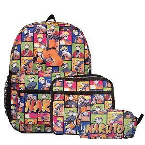 Mochila Infantil Masculina Naruto Clássico Costa + Lancheira