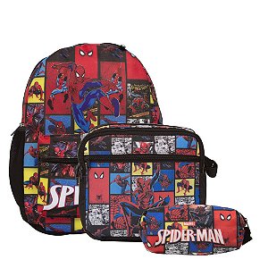 Kit Mochila Infantil Masculina Homem Aranha Juvenil Costas