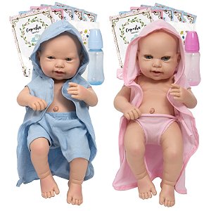 2 Bebês Reborn Bonecas Realista Gêmeos