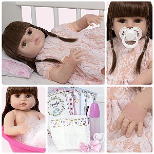 Boneca Reborn Princesa Realista Adora Castanho Silicone - Cegonha