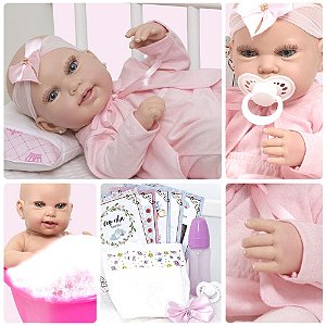 Boneca Bebe Reborn Realista Fofa com Roupa Azul e Itens Luxo - Chic Outlet  - Economize com estilo!