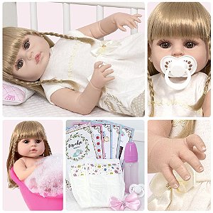 Boneca Bebe Reborn Realista Menina Loira Barbie Pode Banho - Chic Outlet -  Economize com estilo!