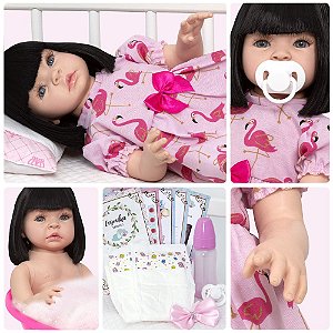 Boneca Bebe Barata Reborn Morena Baby Dolls Super Linda Rosa - Chic Outlet  - Economize com estilo!