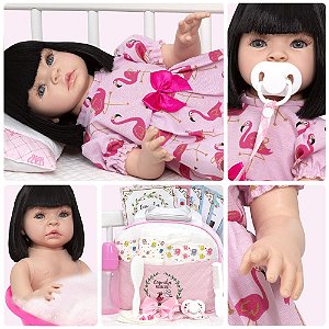 Boneca Bebê Reborn Realista Girafinha Menina de Silicone 48c - Chic Outlet  - Economize com estilo!