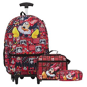 Kit Mochila Infantil Menina Rodinha Minnie Com Lancheira