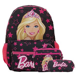 Kit Mochila Infantil Menina Barbie Juvenil Costas Lancheira