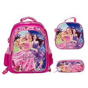 Kit Mochila Infantil Feminina Barbie Princesa Tam G Costas