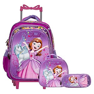 Kit Mochila Infantil De Rodinhas Princesa Sofia 3D Toys 2U