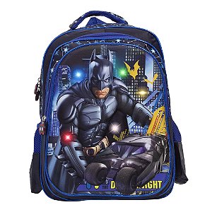 Mochila Infantil Masculina Batman 3D Led Frontal Alça Costas