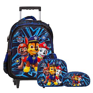 Kit Mochila Infantil Menino Rodinhas Patrulha Canina 3D