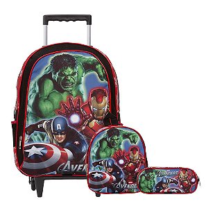 Kit Mochila Infantil Masculina Rodinha Vingadores Toys 2U