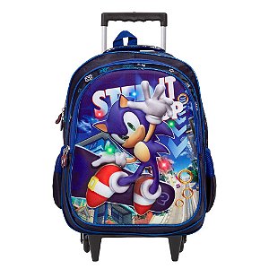 Mochila Infantil Masculina Rodinha Sonic 3D Led Toys 2U