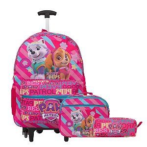 Kit Mochila Infantil Menina Patrulha Canina Rodinha Juvenil