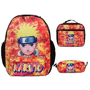 Kit Mochila Infantil Escolar Naruto Costas Lancheira Estojo