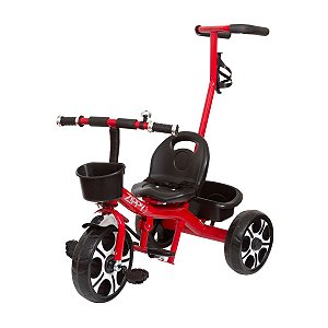 Triciclo Infantil Com Empurrador Suporta 25kg Cor Vermelho