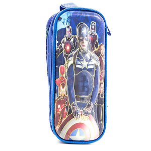 Estojo Infantil Escolar 3D Avengers Azul