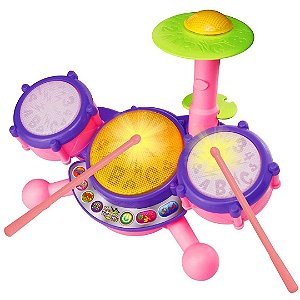 Conjunto de Baterias Vtech Eletrônico Infantil com Baquetas e Melodias e Luzes