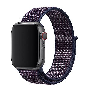 Pulseira Nylon Sport Loop Para Apple Watch 42mm - Azul/Vermelho