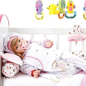 Boneca Bebe Reborn Ursa Charme Branco Cegonha Reborn Dolls Mais 22 Acessórios 53cm