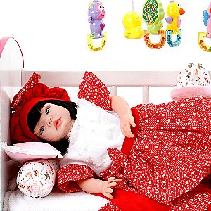 Boneca Bebe Reborn Balone Vermelho Cegonha Reborn Dolls Com 22 Acessórios 53cm