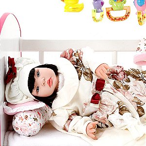 Boneca Bebe Reborn Grazi Creme Cegonha Reborn Dolls Mais 22 Acessórios 53cm