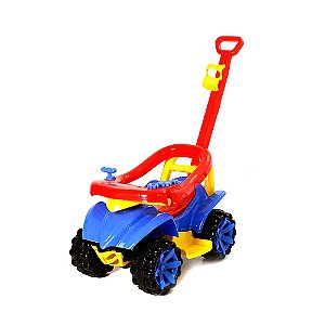 Quadriciclo 2 em 1 Com Empurrador Velotrol Infantil - Azul e Vermelho - Toy Kids