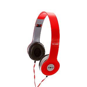 Fone De Ouvido Estéreo Com Fio E Microfone FON-2066D - Vermelho - Inova